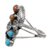 Coral And Turquoise Silver Flower Ring Size 5-3/4 AX81956