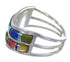 Southwest Sterling Silver Multicolor Ring Size 7-1/4 WX81152