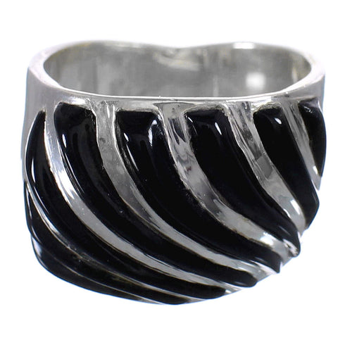 Southwestern Authentic Sterling Silver Onyx Jewelry Ring Size 7-1/2 QX81367