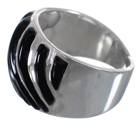 Southwest Sterling Silver Onyx Jewelry Ring Size 5-1/2 QX81362
