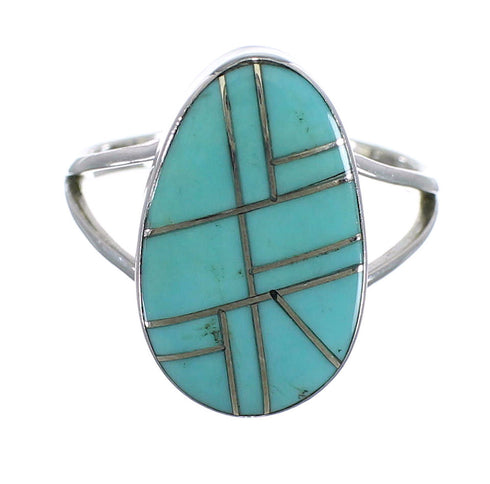 Turquoise Genuine Sterling Silver Jewelry Ring Size 6-3/4 AX85886