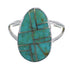 Southwestern Turquoise Inlay Sterling Silver Ring Size 7-1/4 AX85898