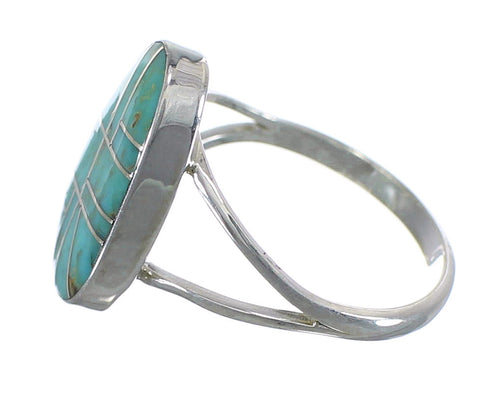 Turquoise Inlay Sterling Silver Ring Size 4-3/4 AX85892
