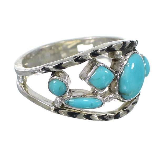 Southwestern Turquoise Jewelry Genuine Sterling Silver Ring Size 5-1/2 AX84332