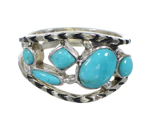 Southwestern Turquoise Genuine Sterling Silver Ring Size 6-3/4 AX84330