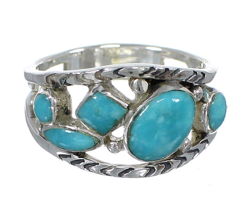 Southwestern Sterling Silver Turquoise Ring Size 5 AX84357