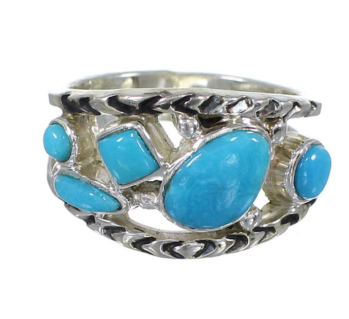 Authentic Sterling Silver Turquoise Ring Size 6-1/4 AX84393