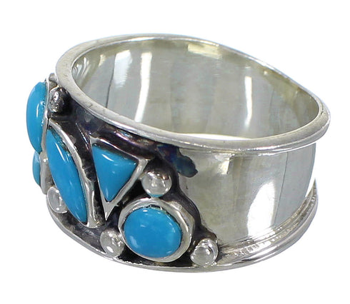 Sterling Silver Jewelry Turquoise Ring Size 8-1/4 AX84687