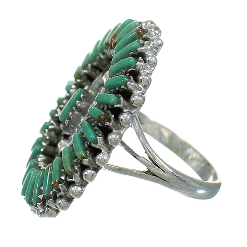 Southwest Turquoise Needlepoint Genuine Sterling Silver Ring Size 6-1/4 YX83849