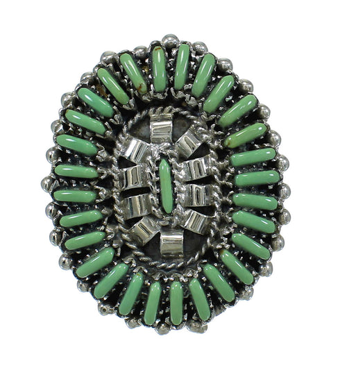 Southwestern Turquoise Needlepoint And Silver Ring Size 6-1/2 YX83858