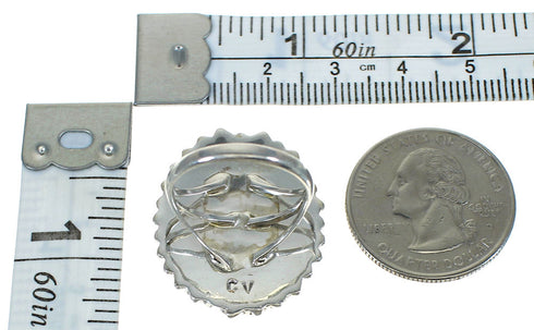 Southwestern Turquoise Needlepoint And Silver Ring Size 6-1/2 YX83858