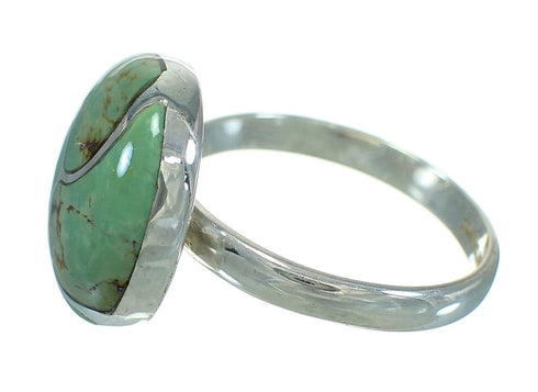 Southwestern Turquoise Inlay Silver Ring Size 8-1/4 AX86273