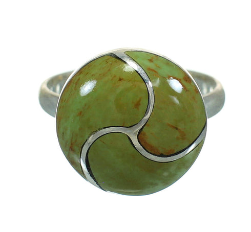 Turquoise Inlay Southwestern Authentic Sterling Silver Ring Size 8-1/4 AX86286