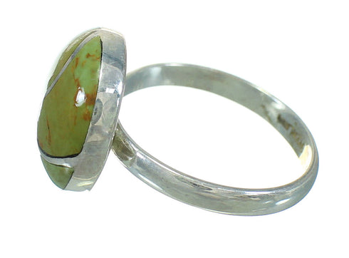 Turquoise Inlay Southwestern Authentic Sterling Silver Ring Size 8-1/4 AX86286