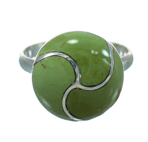 Southwestern Genuine Sterling Silver Turquoise Ring Size 7-1/4 AX86294