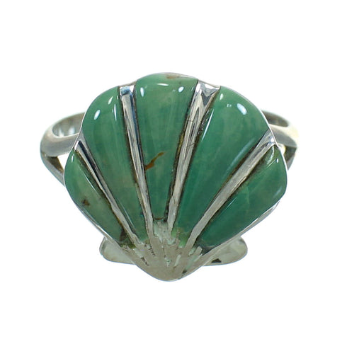 Turquoise Inlay Sterling Silver Seashell Ring Size 4-3/4 AX86313