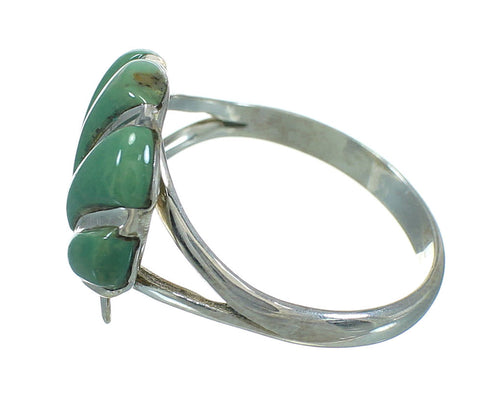 Turquoise Inlay Genuine Sterling Silver Seashell Ring Size 6 AX86315