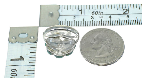 Turquoise Inlay Silver Southwest Seashell Ring Size 7-3/4 AX86424