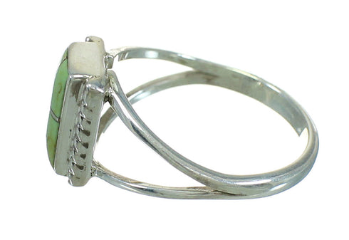 Turquoise Inlay Sterling Silver Southwestern Ring Size 7-1/4 AX86448