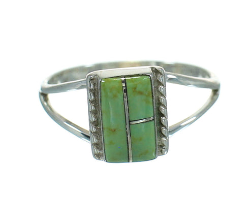 Turquoise Inlay Silver Southwest Jewelry Ring Size 5-3/4 AX86463