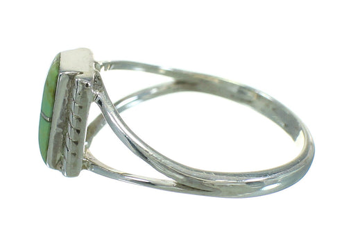 Turquoise Inlay Silver Southwestern Jewelry Ring Size 4-1/2 AX86453