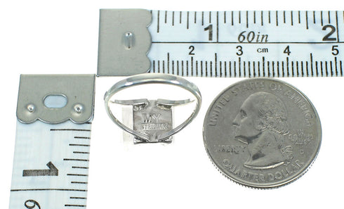 Turquoise Inlay Silver Southwest Jewelry Ring Size 5-3/4 AX86463