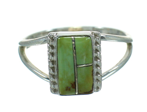 Authentic Sterling Silver Turquoise Inlay Jewelry Ring Size 5-1/4 AX86475