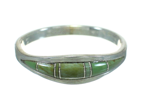Turquoise Inlay Southwestern Authentic Sterling Silver Ring Size 5-1/4 AX86508