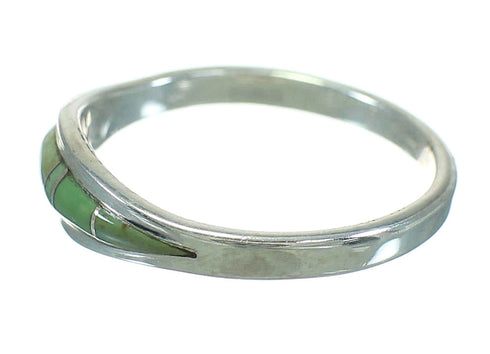 Turquoise Inlay Authentic Sterling Silver Ring Size 6-3/4 AX86512