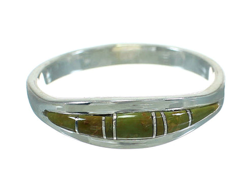 Silver Turquoise Inlay Ring Size 5-3/4 AX86544