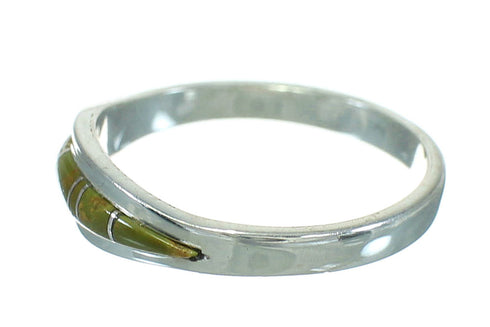 Silver Turquoise Inlay Ring Size 5-3/4 AX86544