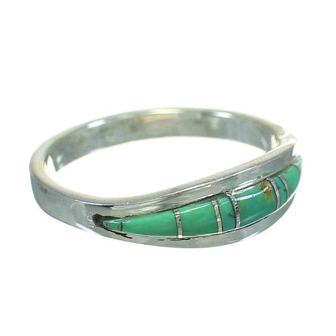 Southwestern Genuine Sterling Silver Turquoise Ring Size 5-3/4 AX86604