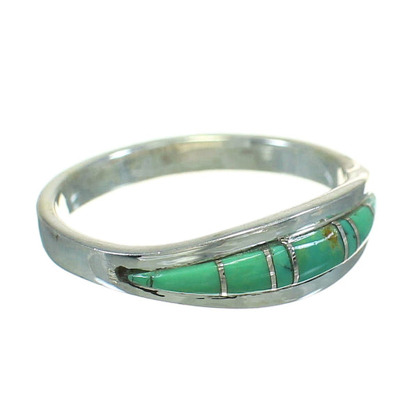 Southwestern Genuine Sterling Silver Turquoise Ring Size 5-3/4 AX86604