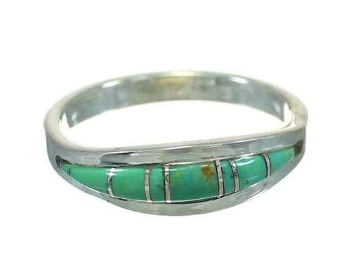 Southwestern Genuine Sterling Silver Turquoise Ring Size 5-3/4 AX86604