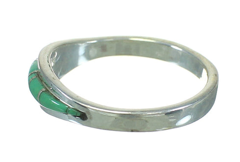 Southwestern Genuine Sterling Silver Turquoise Ring Size 5-3/4 AX86604