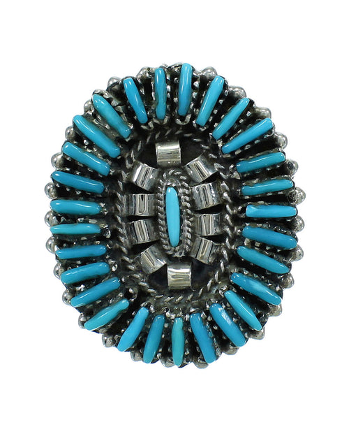Sterling Silver Southwest Turquoise Needlepoint Ring Size 5-1/4 QX84349