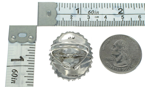 Authentic Sterling Silver Southwestern Turquoise Needlepoint Ring Size 6-1/4 QX84358