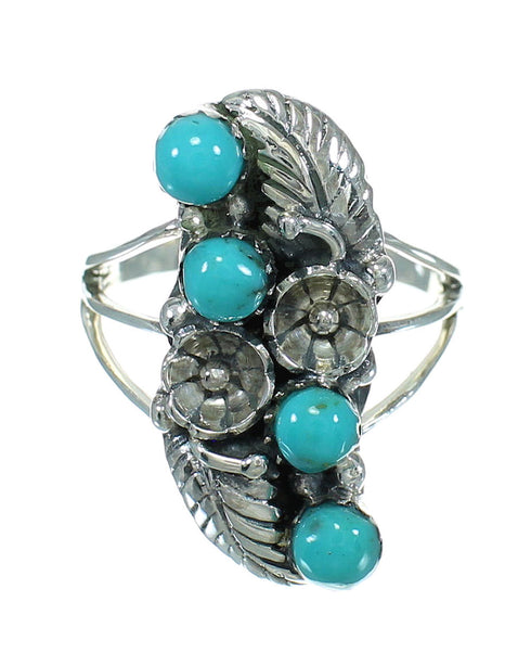Sterling Silver Southwestern Turquoise Flower Ring Size 6-1/4 QX84392