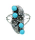 Southwestern Silver Turquoise Flower Ring Size 7-1/4 QX84410