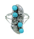 Southwest Genuine Sterling Silver Turquoise Flower Ring Size 6-1/2 QX84415