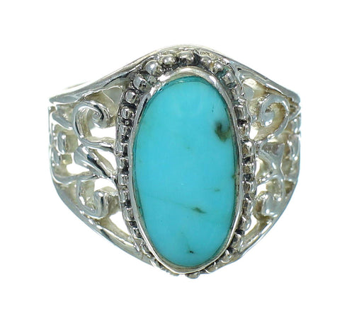 Genuine Sterling Silver Southwestern Turquoise Ring Size 5-1/2 QX84435