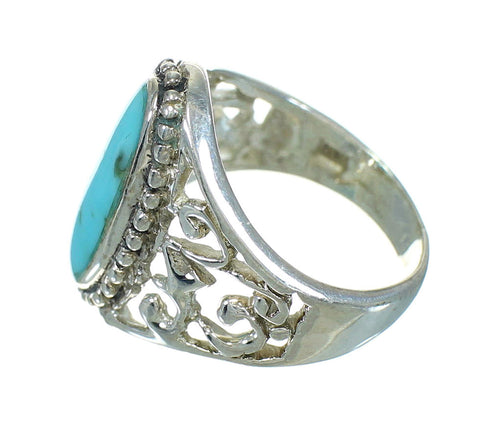 Genuine Sterling Silver Southwestern Turquoise Ring Size 5-1/2 QX84435