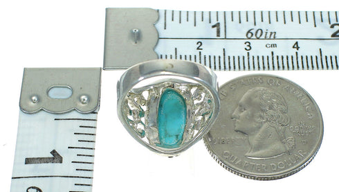 Genuine Sterling Silver Southwestern Turquoise Ring Size 5-1/2 QX84435