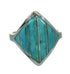Sterling Silver Turquoise Inlay Ring Size 8-1/4 RX86355