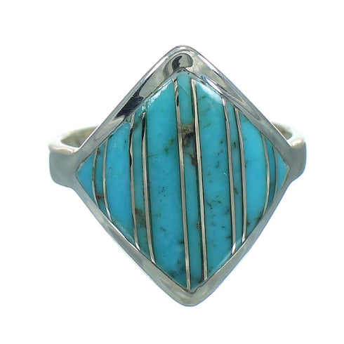 Turquoise And Sterling Silver Southwestern Ring Size 7-1/4 RX86367