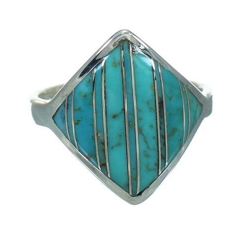 Turquoise Inlay Sterling Silver Ring Size 6-1/4 RX86371