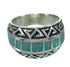 Sterling Silver And Turquoise Inlay Water Wave Ring Size 7-1/4 RX86419