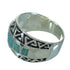 Turquoise And Sterling Silver Water Wave Ring Size 7-3/4 RX86423