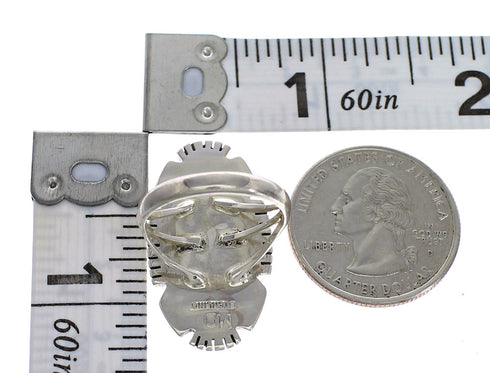 Turquoise And Authentic Sterling Silver Southwest Ring Size 4-3/4 YX86466