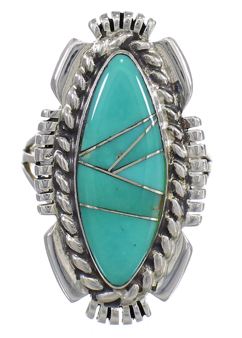 Southwest Turquoise Sterling Silver Ring Size 4-3/4 YX86485